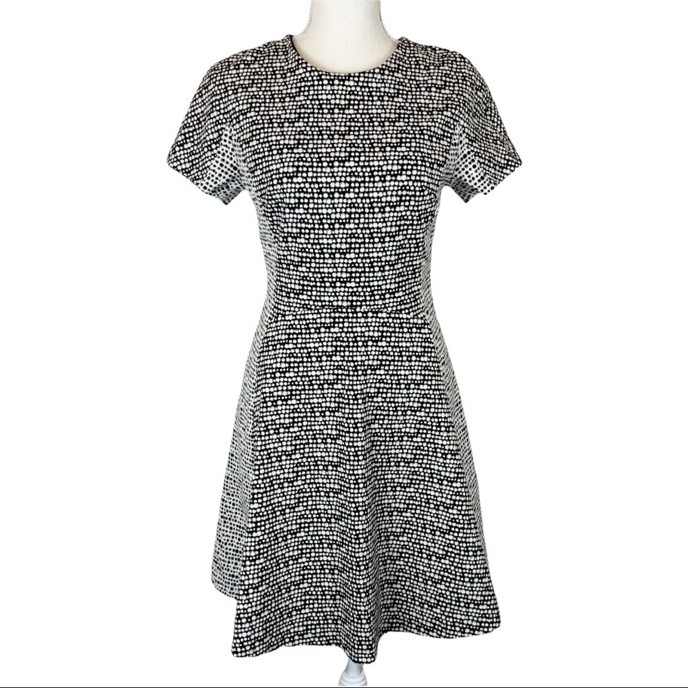 Banana Republic Factory Knit Jacquard Fit And Flare Dress In Black White Size 4